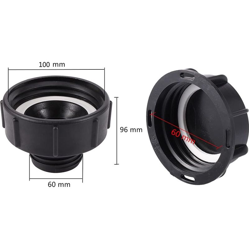 Ibc-adapter S100x8 Auf S60x6 Grobgewinde Mit Kappe, Tankadapter, Ibc-tankhahnadapter, Schlauchadapter Für Regenwassertank-fassventil (google)