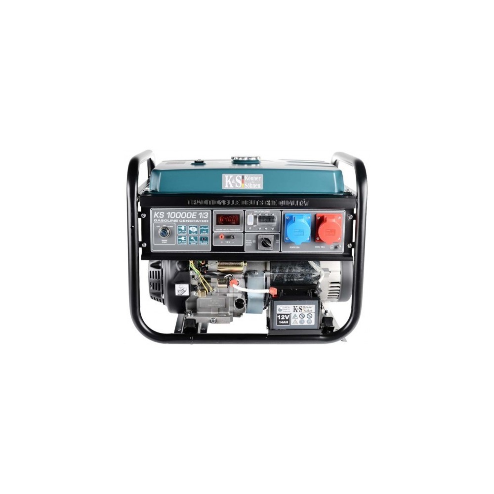 Könner&söhnen - Ks 10000e-1/3 Benzin Stromerzeuger 8000 Watt, 1x32a (230v), 1x16a (400v), 12v, Spannung 230/400v, E-start, Automatischer Voltregler (avr), Anzeige (volt, Hz, Arbeitszeit), Generator, 100% Kupfer.