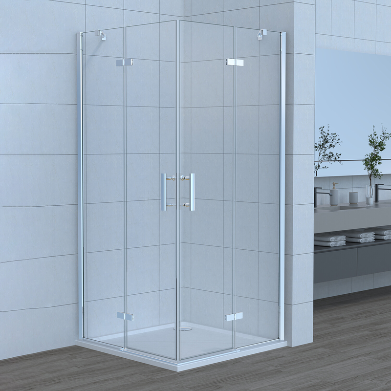 Lemmo Duschkabine 75x120 Falttür Eckeinstieg Mit Edelstahlstangen Scharniertür,5 Mm Esg-glas,h 185 Cm