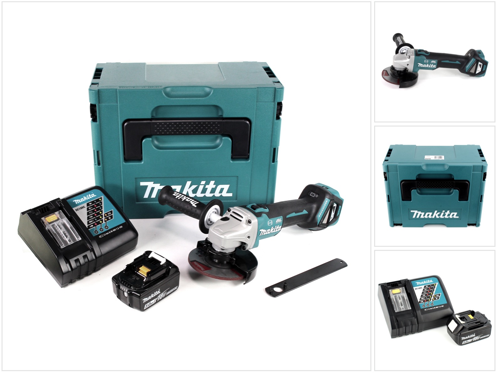 Dga 513 Rt1j Akku Winkelschleifer 18v 125mm Brushless + 1x Akku 5,0ah + Ladegerät + Makpac - Makita