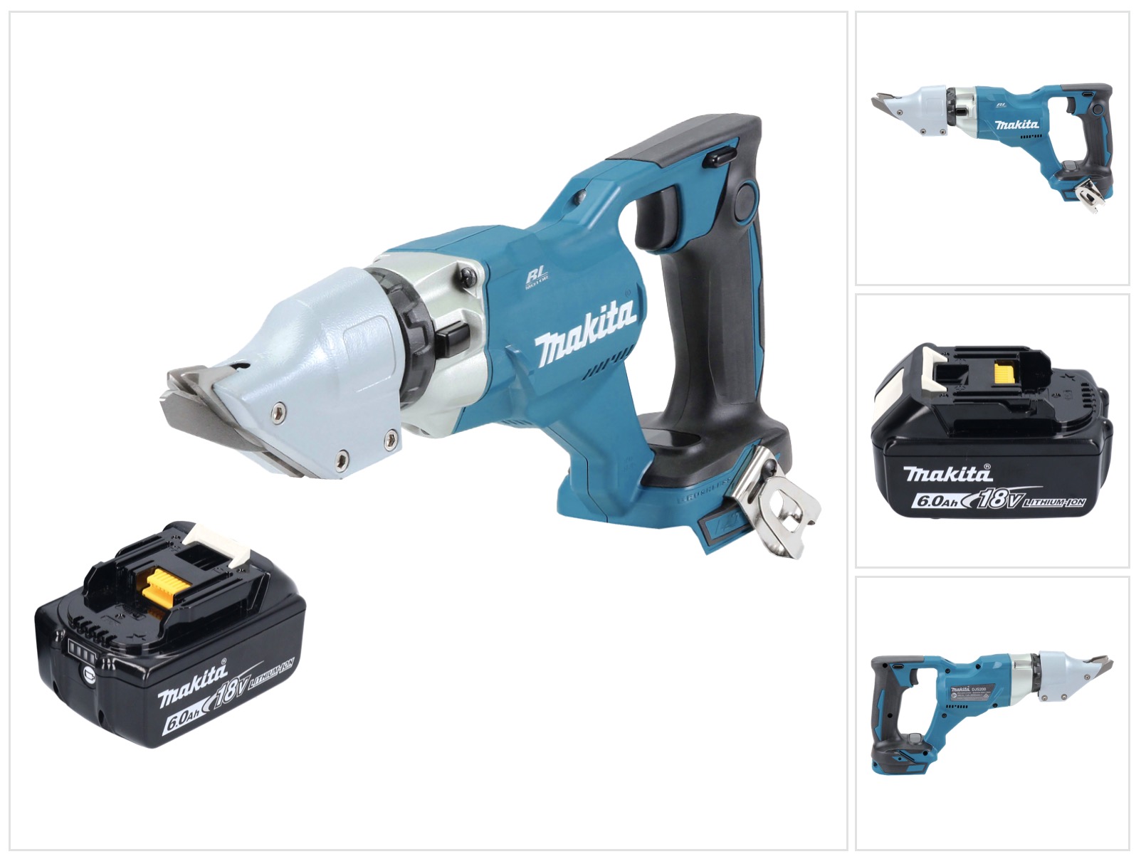Makita Djs 200 G1 Akku Blechschere 18 V 2,0 Mm Brushless + 1x Akku 6,0 Ah - Ohne Ladegerät