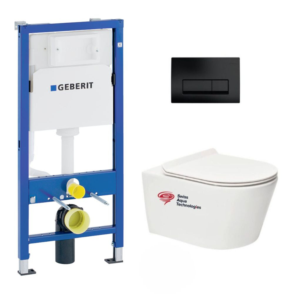 Geberit Duofix Up100 Wc-rahmenpaket + Flanschloses Wc Sat Brevis + Ultradünner Wc-sitz