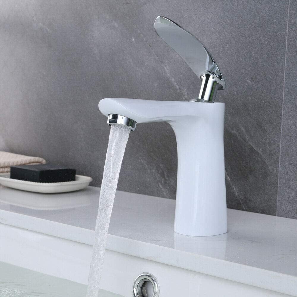 Gojoy - Waschtischarmatur, Weiß Wasserhahn, Einhebelmischer Waschbecken Badarmatur, Messing Badezimmer Mischbatterie Waschtischarmatur, Badezimmer Armatur Für Waschbecken