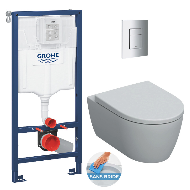 Grohe Toilettenpaket Rapid Sl Gestell + Geberit Rimfree Wand-wc-becken + Skate Cosmopolitan Wc-bedienplatte