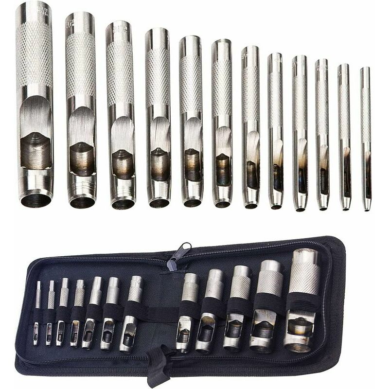 Lochzangen-set Für Leder, 12-teilig, Für Leder, Uhrenarmbänder, Canvas, Ösen 3 Mm–19 Mm (metall)