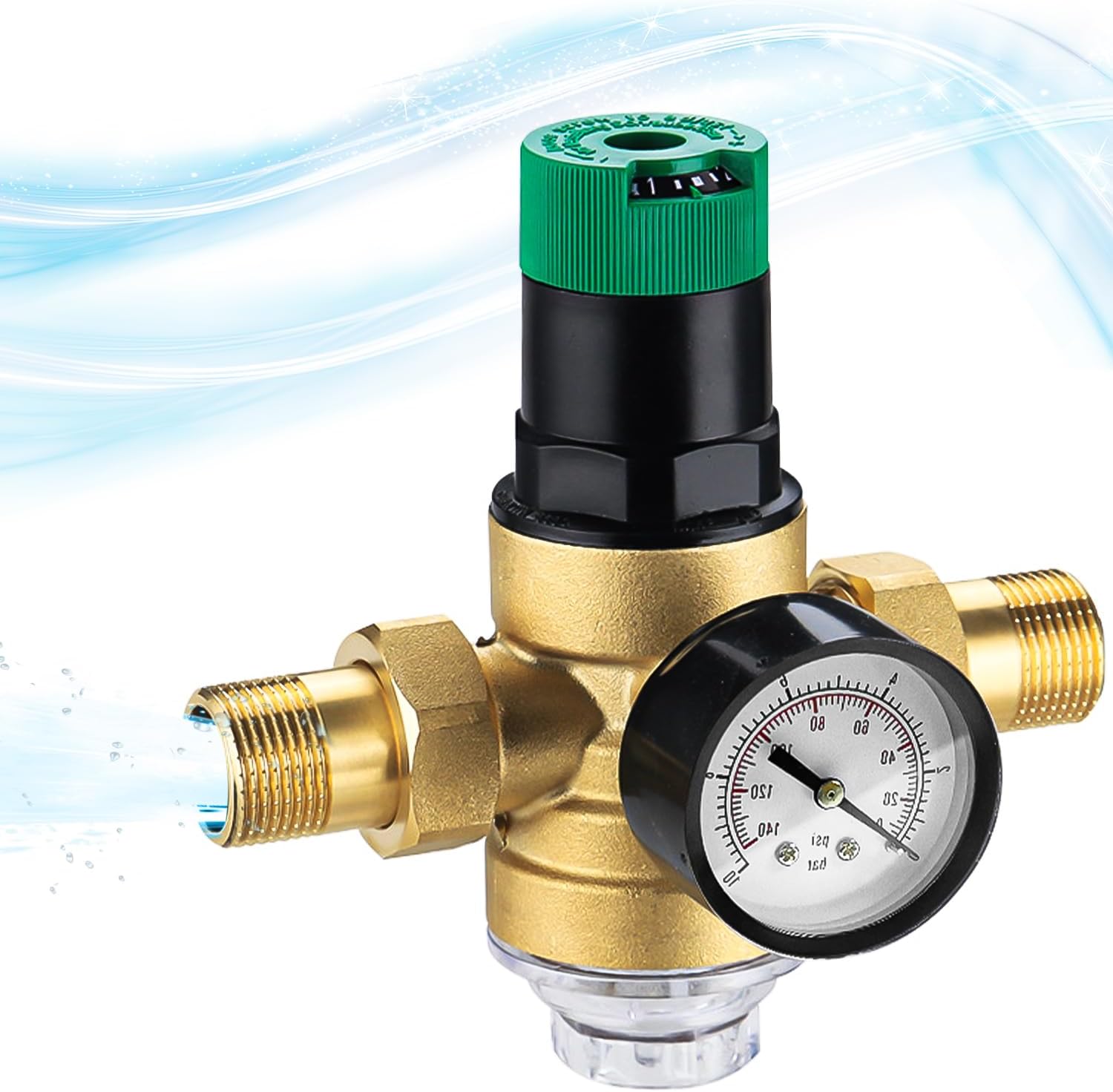 Jalleria - 3/4 Zoll Wasserdruckminderer, Druckminderer Mit Wasserdruckmessgerät Und Netzfilter, Wasserdruckminderer Für Gasheizungs-gartenbewässerungshähne