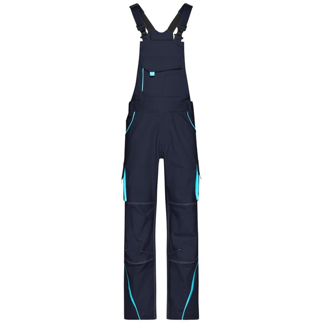 James&nicholson - Funktionelle Latzhose Jn848 Gr. 54 Navy/turquoise