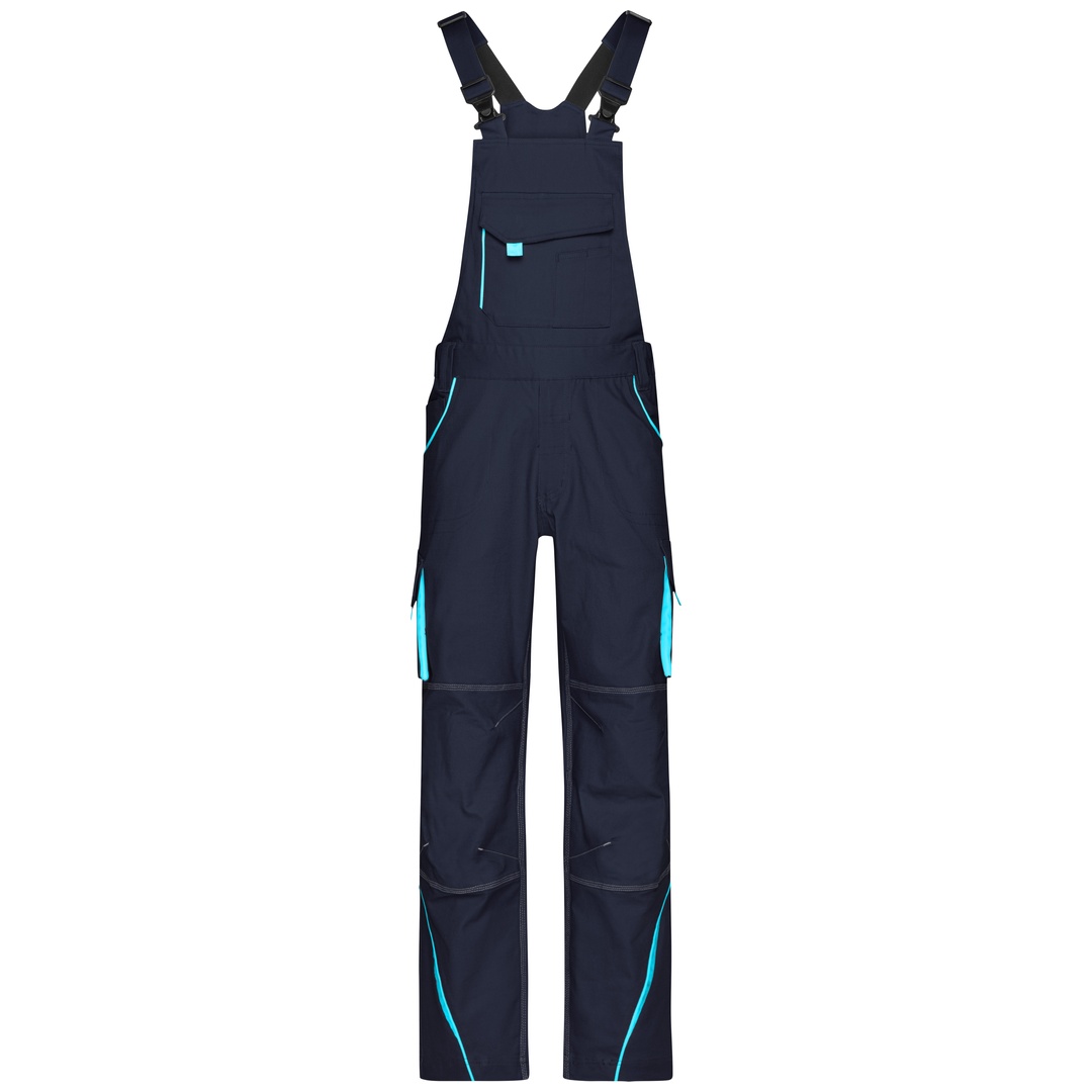 James&nicholson - Funktionelle Latzhose Jn848 Gr. 56 Navy/turquoise