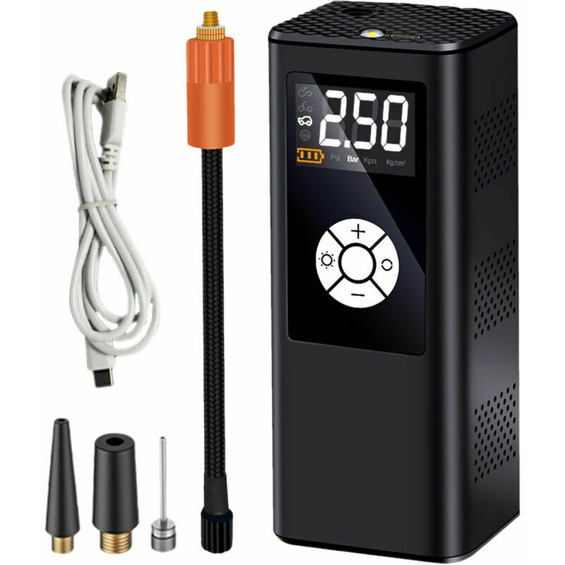 Ulisem 120psi Tragbarer Luftkompressor Mini-reifenfüller Mit Lcd-display, Elektrischer Fahrradpumpe Mit 4000mah Akku Und Led-licht Für Auto, Fahrrad, Motorrad, Bälle Und Baderinge