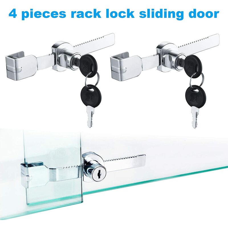 Ulisem 4-teiliges Türschloss Für Terrarium-glasschiebetüren, Schiebetürschlösser, Nockenschlösser, Briefkasten-schubladen-schrankschloss, Zinklegierung (mit 8 Schlüsseln)