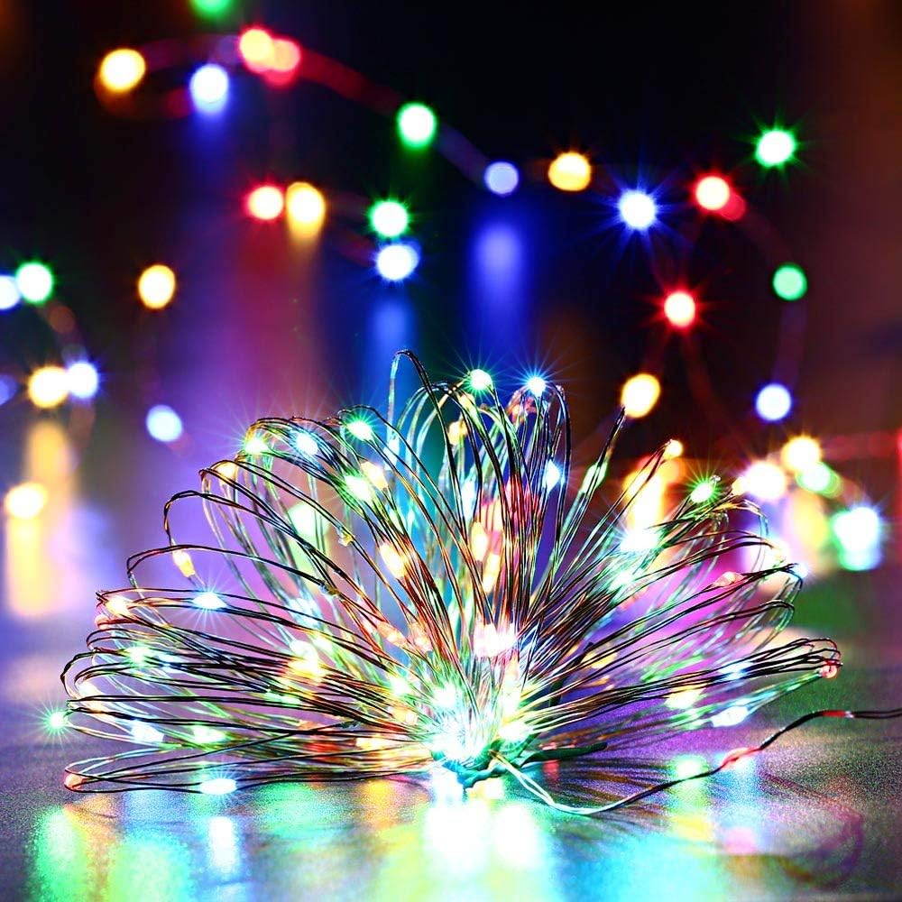 [2er-pack] Solar-lichterketten Für Den Außenbereich – Geemoo 15 M 150 Led-kupferdraht-solar-weihnachts-lichterketten Mit 8 Modi, Für Außendekoration, Garten, Bäume Usw. (mehrfarbig)