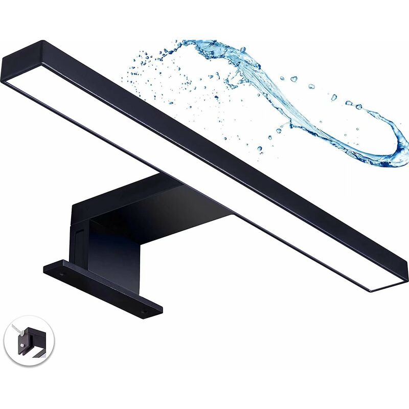 Led-badezimmerspiegelleuchte Mit -phe-fassung Farbe: Mattschwarz, Wandaufbauleuchte, Schrankbeleuchtung, Klemmleuchte, Warmweiß, 230 V, 220 Lm, Ip44, 300 Mm [klasse