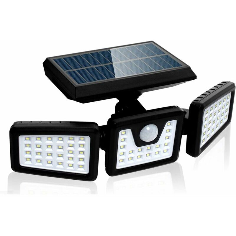 Ulisem Solar-sicherheitsleuchte Mit Bewegungsmelder, Leistungsstarker Außenwandstrahler Mit 3 Leuchtenköpfen, 550 Lumen