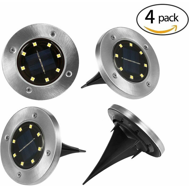 Ulisem Set Mit 4 Solar-gartenleuchten, Mit Solarscheiben Und Led-leuchten, Wasserdicht, Ideal Für Garten, Einfahrt Und Wege.