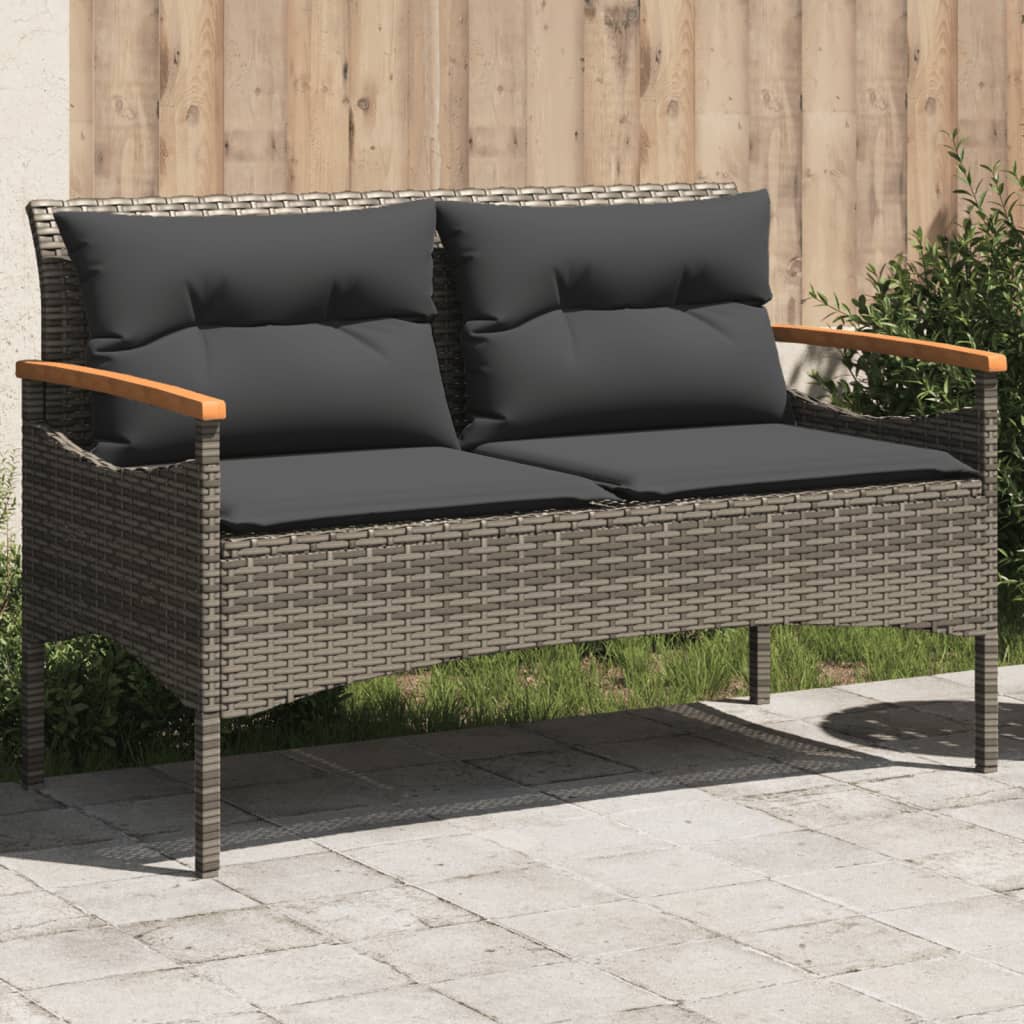 Gartenbank Mit Kissen 116x62,5x74 Cm Grau Poly Rattan - Vidaxl