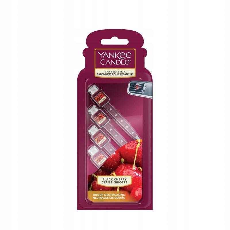 Yankee Candle Auto-lüftungsstäbchen Schwarzkirsche 4x8g