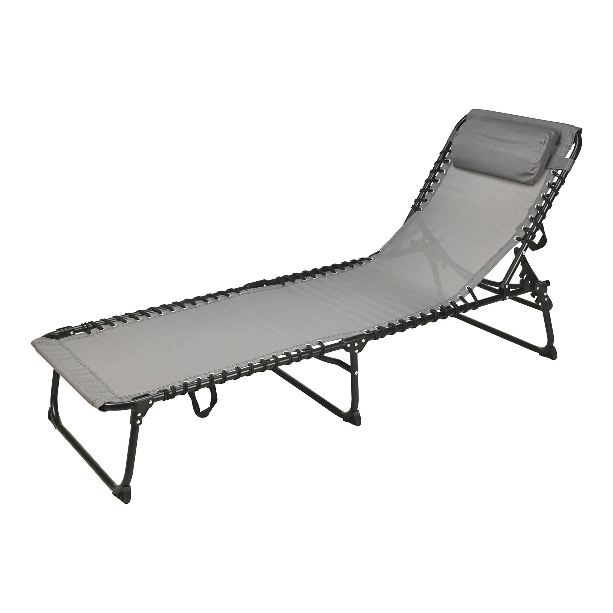 Spetebo - Xl Relax Klappliege Mit Kopfkissen Dunkel Grau - 190 X 60 Cm - Sonnenliege Mit 5-fach Verstellbarer Lehne