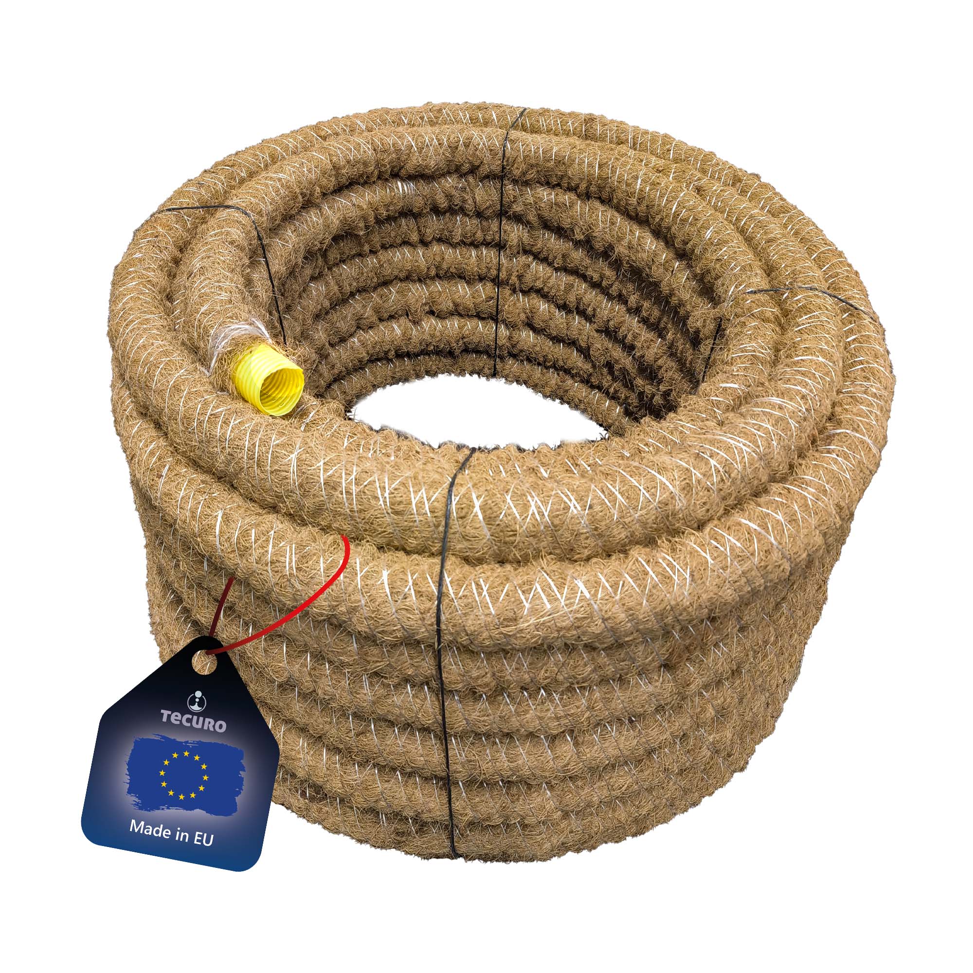 Tecuro Drainagerohr 5 Meter - Dn100, Flexibel, Gewellt Und Geschlitzt, Mit Kokosumflechtung, Pvc-u, Din 1187