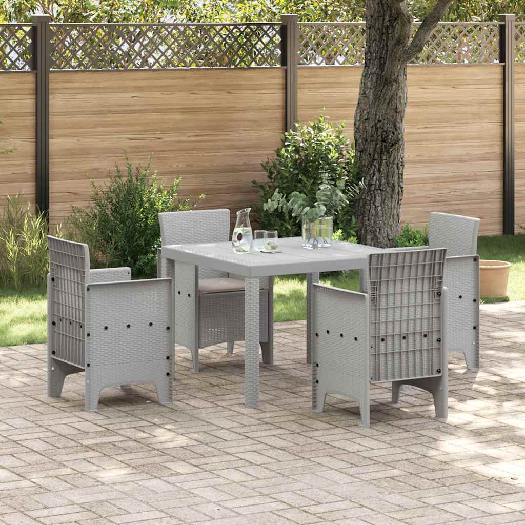5-teiliges Garten Essset Mit Kissen Hellgrau Poly Rattan Vidaxl 641986