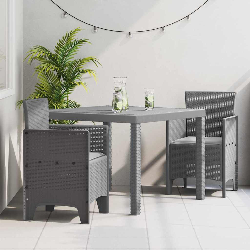 3-teiliges Garten-esszimmer-set Mit Kissen – Hellgraues Poly-rattan Vidaxl 920281