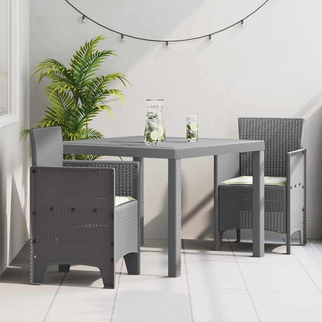 3-teiliges Garten Esszimmer Set Mit Kissen In Hellgrauem Poly-rattan Vidaxl 256570