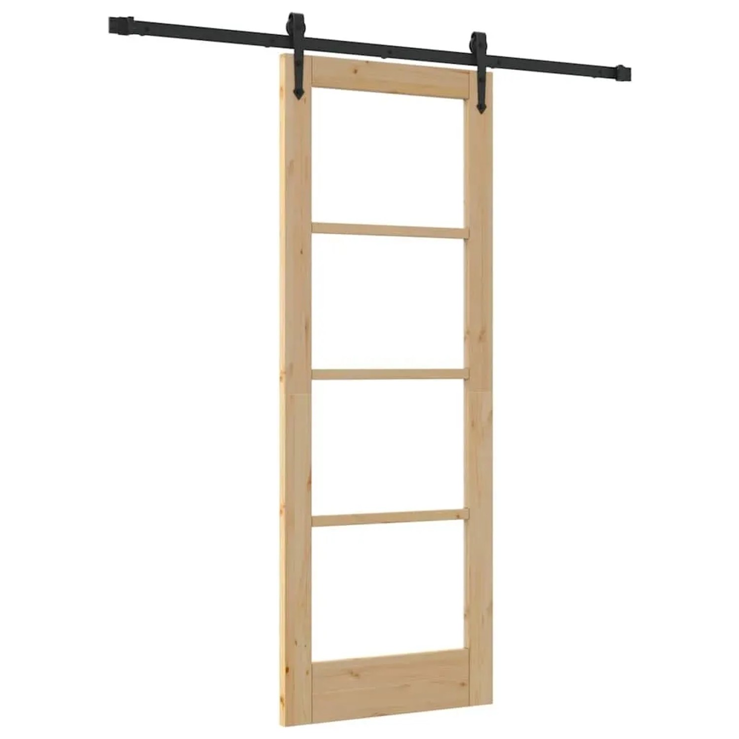 Vidaxl Sliding Door 73.5 X 198.5 Cm Solid Pine Wood And Glass Natural