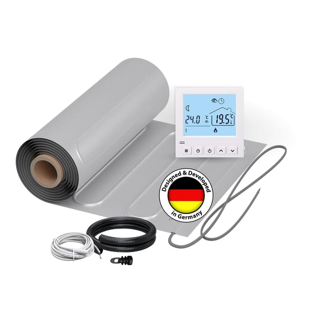 Warmon - 2x Heizmatten Alu 150 W/m² (12+8 M²)inkl. Ts 50 Thermostat Digital Weiß - 20 M²