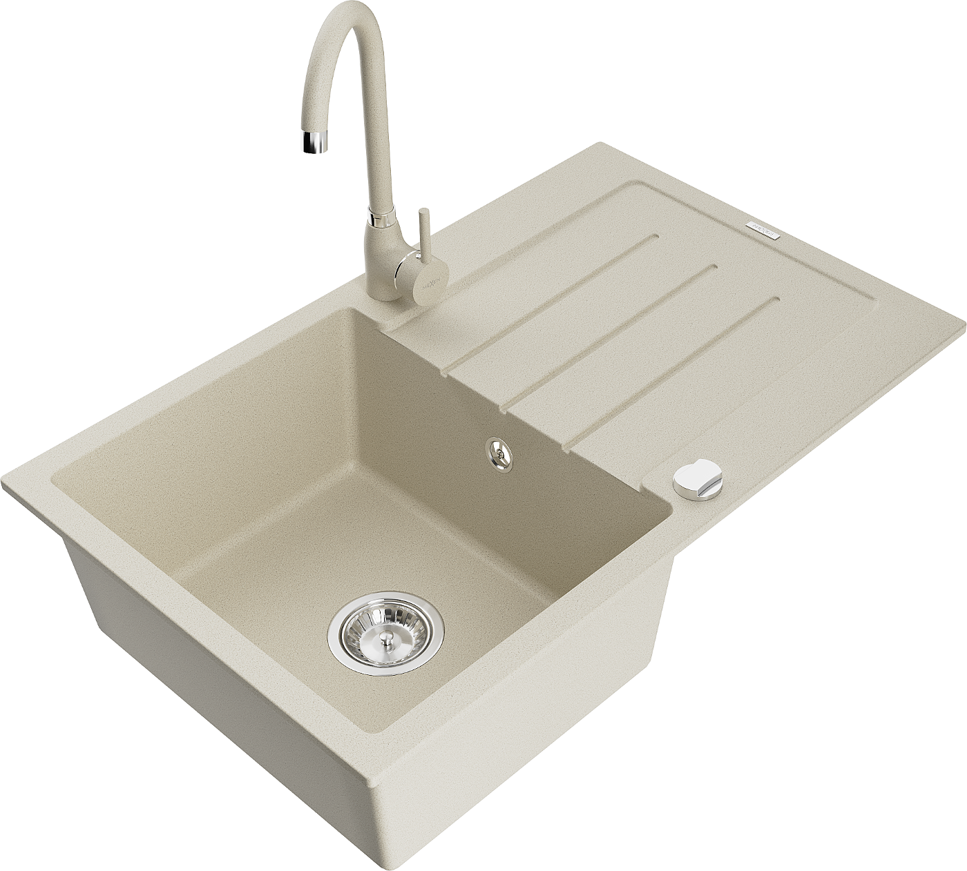 Bruno 1 Becken-granitspüle Mit Abtropffläche Und Mischbatterie Telma, Beige - 6513-69-670200-6 - Mexen