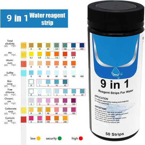 9-in-1 Wasserteststreifen, Wasserqualitätstester, Wasserhärteteststreifen