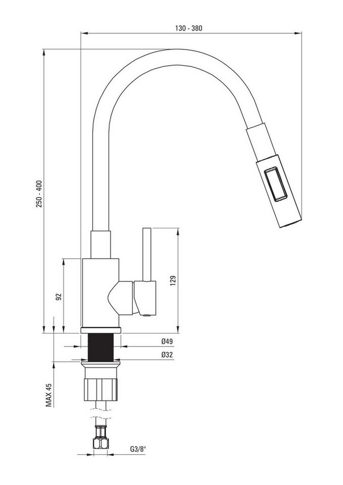 Luno Küchenarmatur 2 Strahlarten Anthrazit Bild 2