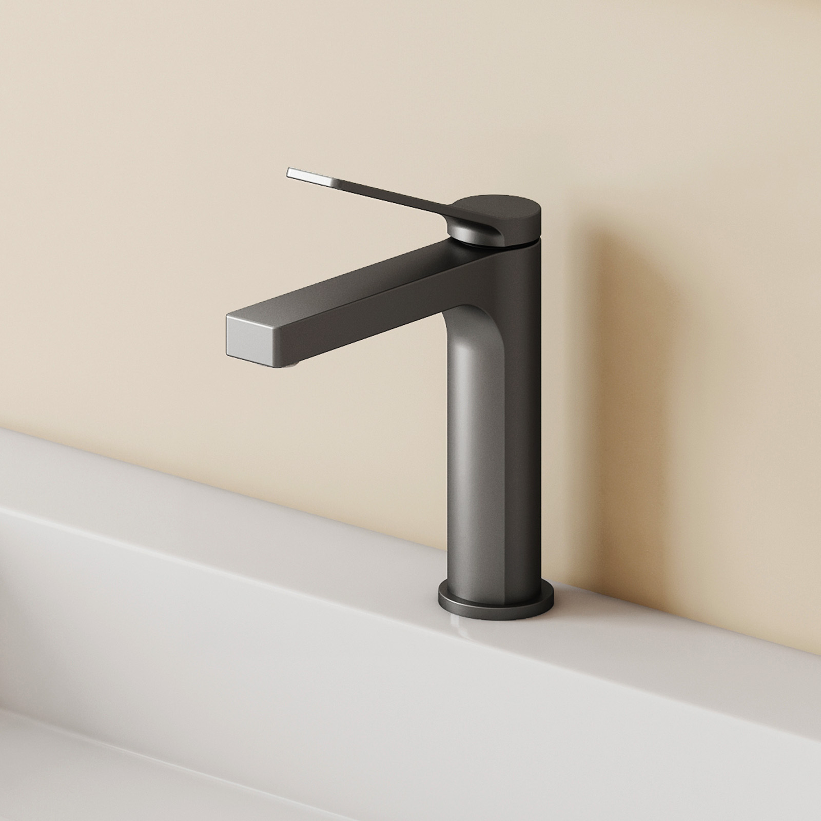 Emke Waschtischarmatur Anthrazit 195 × 173 × 46 Mm, Einhebelmischer Aus Messing Mit Neoperl Strahlregler