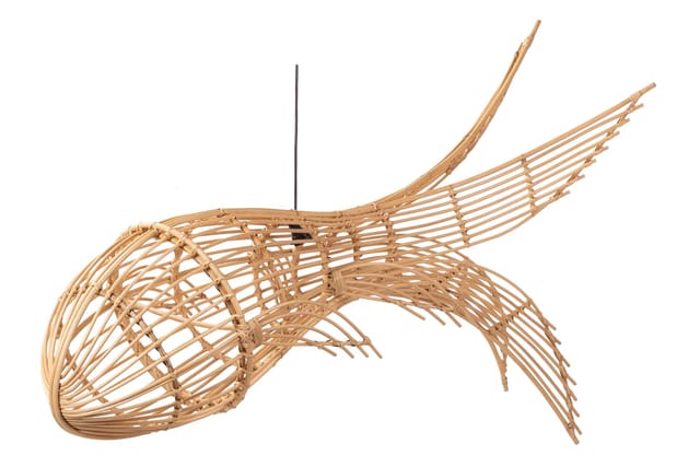 Rattan Fisch Deckenleuchte 180x80x80 Cm