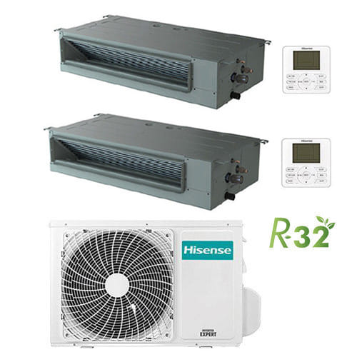 Hisense Kanalisierbare Klimaanlage R32 Dual Split Inverter 9000 + 18000 Btu Mit E.u. 3amw52u4rjc Klasse A++/a+