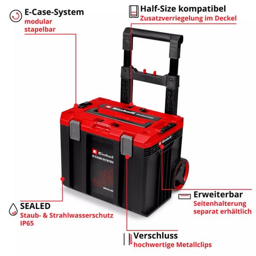 EINHELL Werkzeugkoffer »E-Case«, L SEALED, mit Rädern - rot