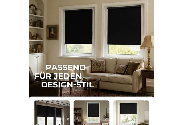 Verdunklungsrollo Klemmfix Tenebra Verdunkelungsrollo, 40 x 160 cm, schwarz, Victoria M., blickdicht, ohne Bohren, in Führungsschienen, Klemmfix, Verdunkelung, Mit Magnet. energiesparend