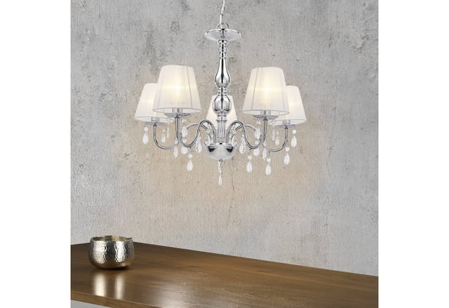 lux.pro Kronleuchter, ohne Leuchtmittel, »lsabelle« Elegante Hängeleuchte mit Kunstkristallen 5xE14 Weiß