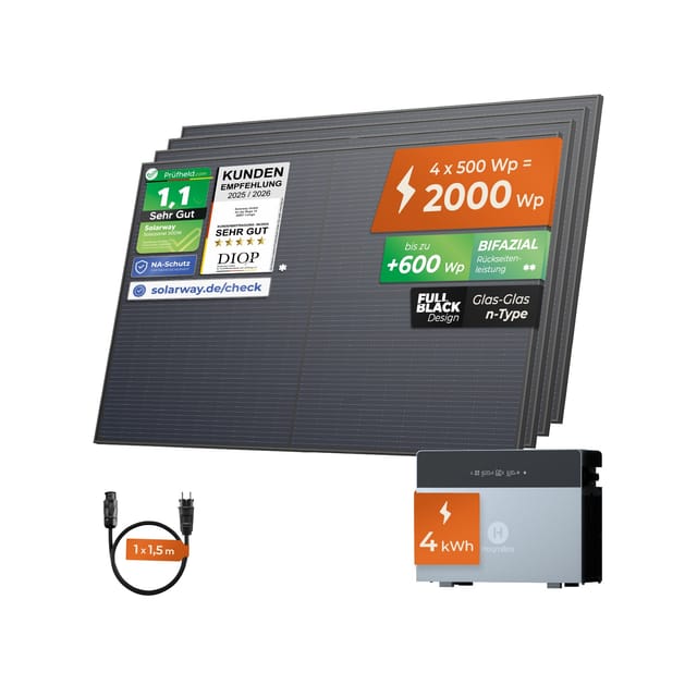 SOLARWAY Balkonkraftwerk 2000 Watt Hoymiles HiBattery 4020 X