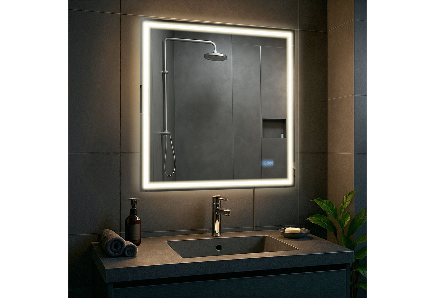 CLP Badspiegel Jaffrey 80x80 mit Bluetooth klarglas Größe:80x80 cm Bild 4