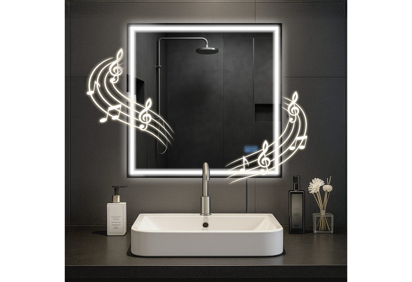 CLP Badspiegel Jaffrey 80x80 mit Bluetooth klarglas Größe:80x80 cm Bild 5