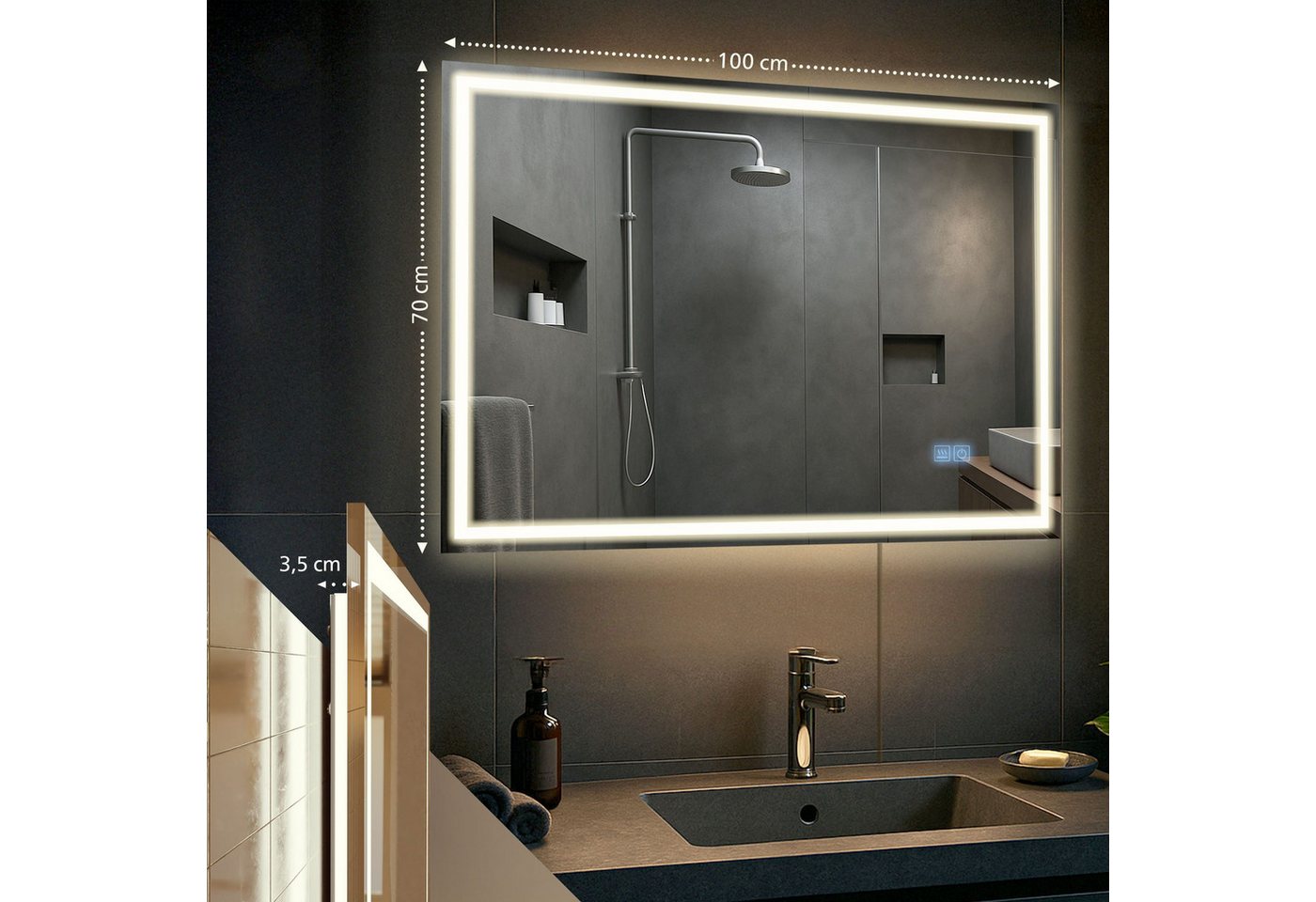 CLP Badspiegel Jaffrey 70x100 mit Bluetooth klarglas Größe:70x100 cm Bild 5