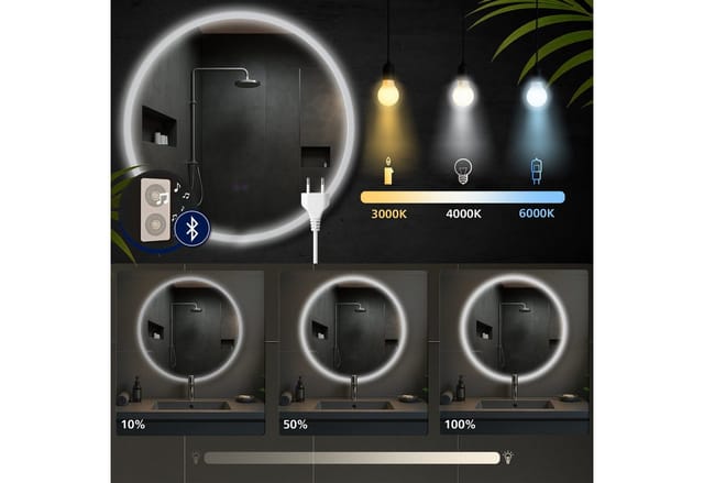 CLP Badspiegel Laconia 80 mit Bluetooth klarglas Größe:Ø 80
