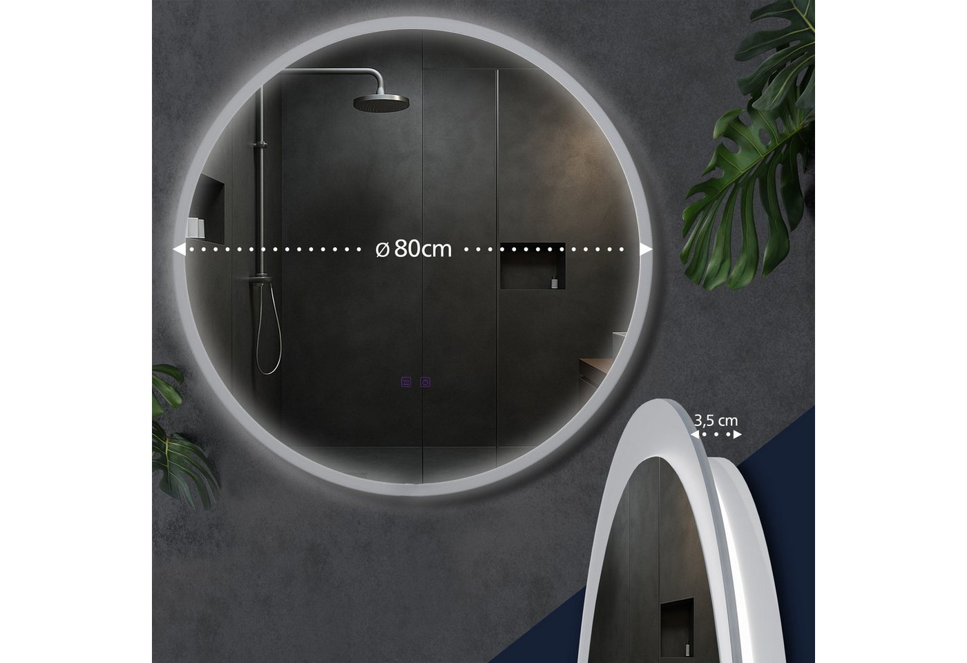 CLP Badspiegel Laconia 80 mit Bluetooth klarglas Größe:Ø 80 Bild 3