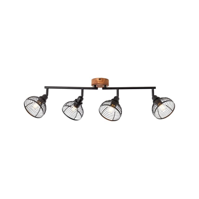BRILLIANT Lampe, Avia Spotrohr 4flg schwarz/holzfarbend, Metall/Holz, 4x D45, E14, 40W,Tropfenlampen (nicht enthalten)
