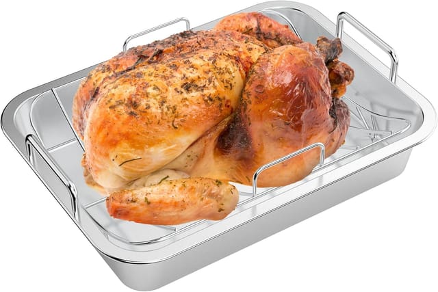 Bratform, Edelstahl, Herausnehmbarer Rost, Geflügelzubereitung, Backofen