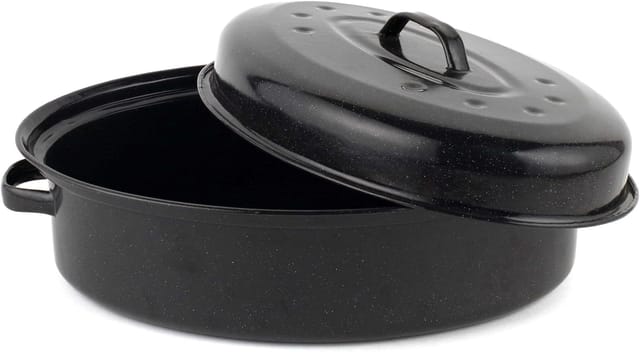 Bratform, Emaillierter Stahl, Inklusive Deckel, Ergonomische Griffe, Ofenfest Bis 220 °c, Familiengeeignet