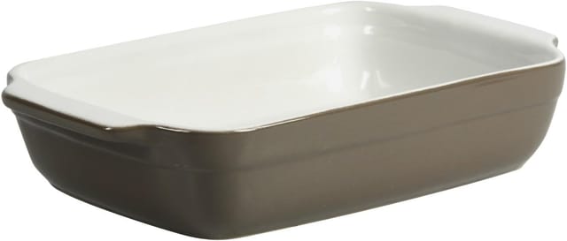 Rechteckige Auflaufform Mit Griffen, Taupefarbene Keramik, 25 X 15 X 5 Cm, Zum Backen