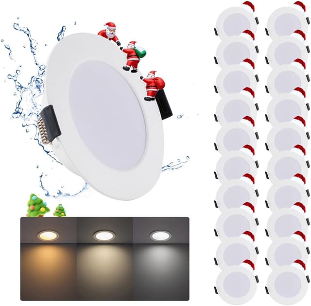20er-pack Led-einbaustrahler – 5 W – Ip44 – 3 Einstellbare Farben – Für Bad Und Küche – 80 Mm