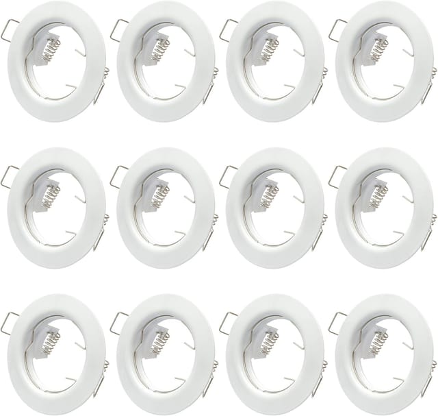 Einbaurahmen – 12er-pack – Weißes Metall – Gu10-fassung – Decken- Und Wandmontage – Durchmesser 80 Mm