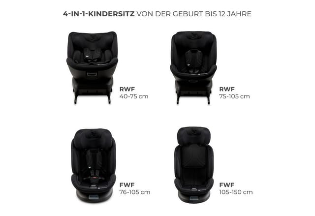 Kinderkraft Xpedition 3 I-size Autositz 40-150 Cm 0-36 Kg Drehbar 360° Isofix Reclinabile Schwarz