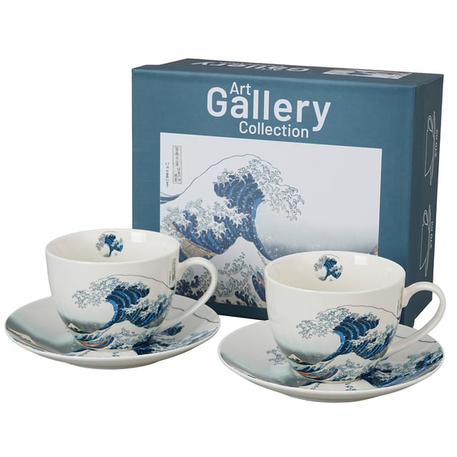 Set Mit 2 Hokusai „die Große Welle“-tassen Und Untertassen, 270 Ml